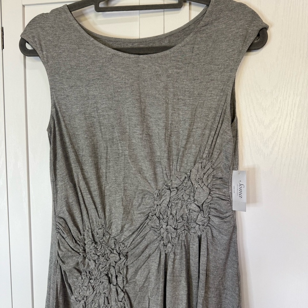 NWT Soma Cool Days Origami Shimmer Lounge Dress Gray Small Comfy Stretch Fairy - Picture 3 of 7